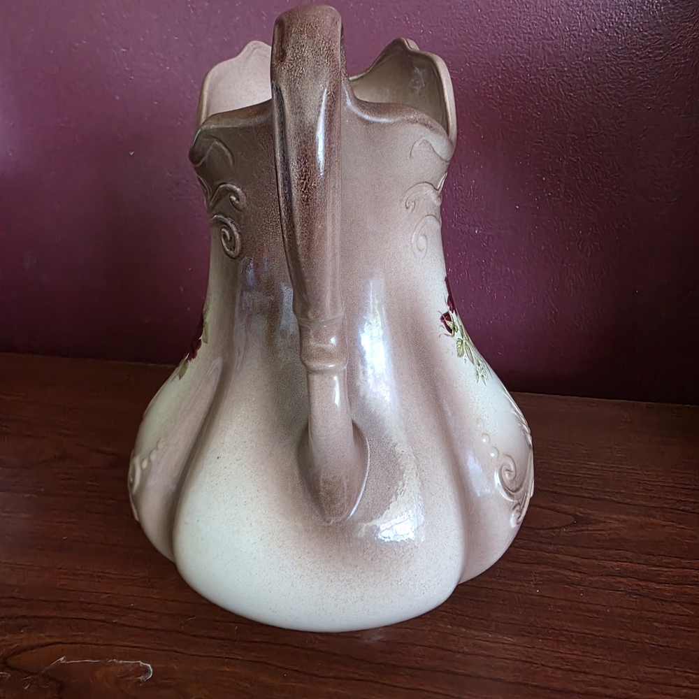 Decorative Cream and Pink Floral Ceramic Pitcher Ironstone Pretty Vintage - Picture 4 of 8